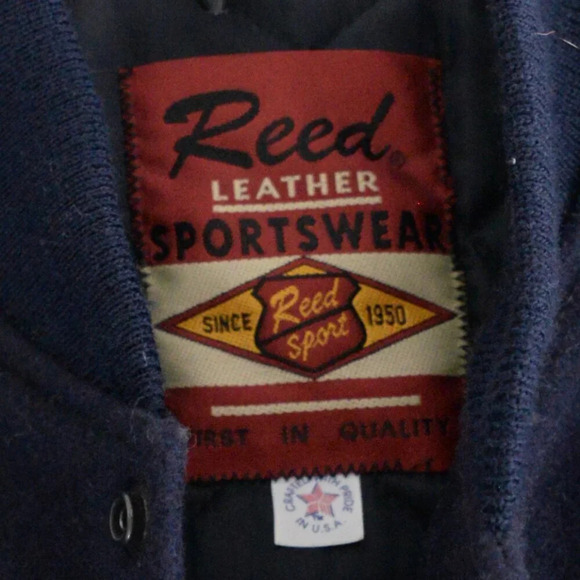 VTG Reed Sportswear Navy 100% Wool And Leather Detroit Police Supporter Jacket L - Picture 13 of 15